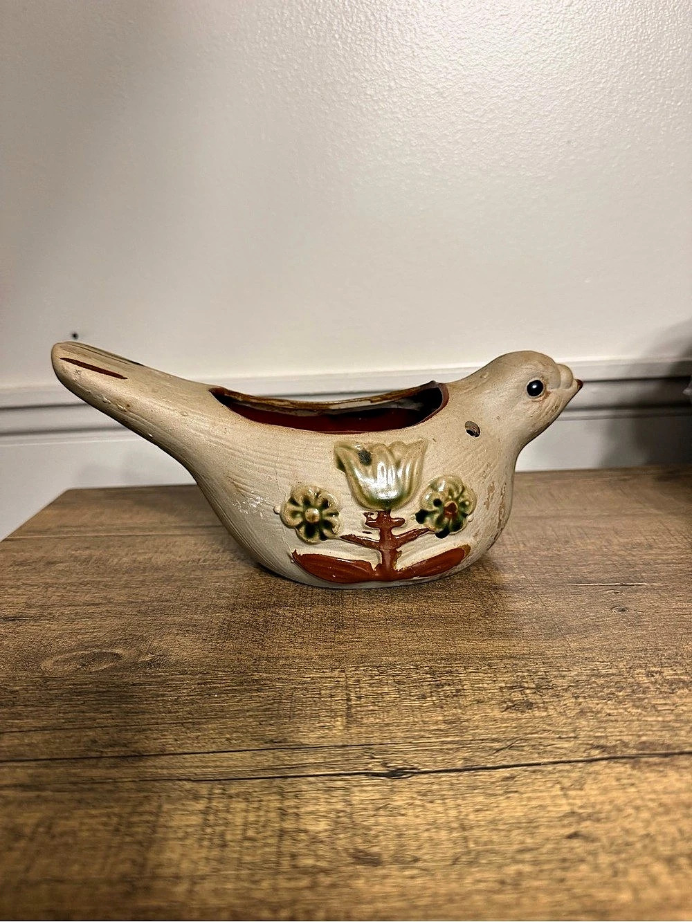 McCoy Double Tulip and Swallow Bird Planter Cream & Brown